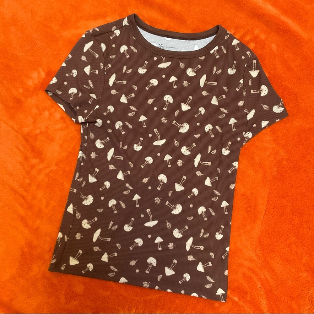 NO BOUNDARIES brown mushroom tee